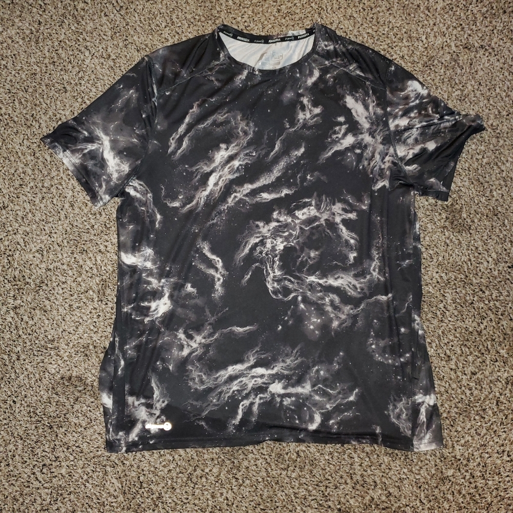 Russell black and white marbled dri power tee